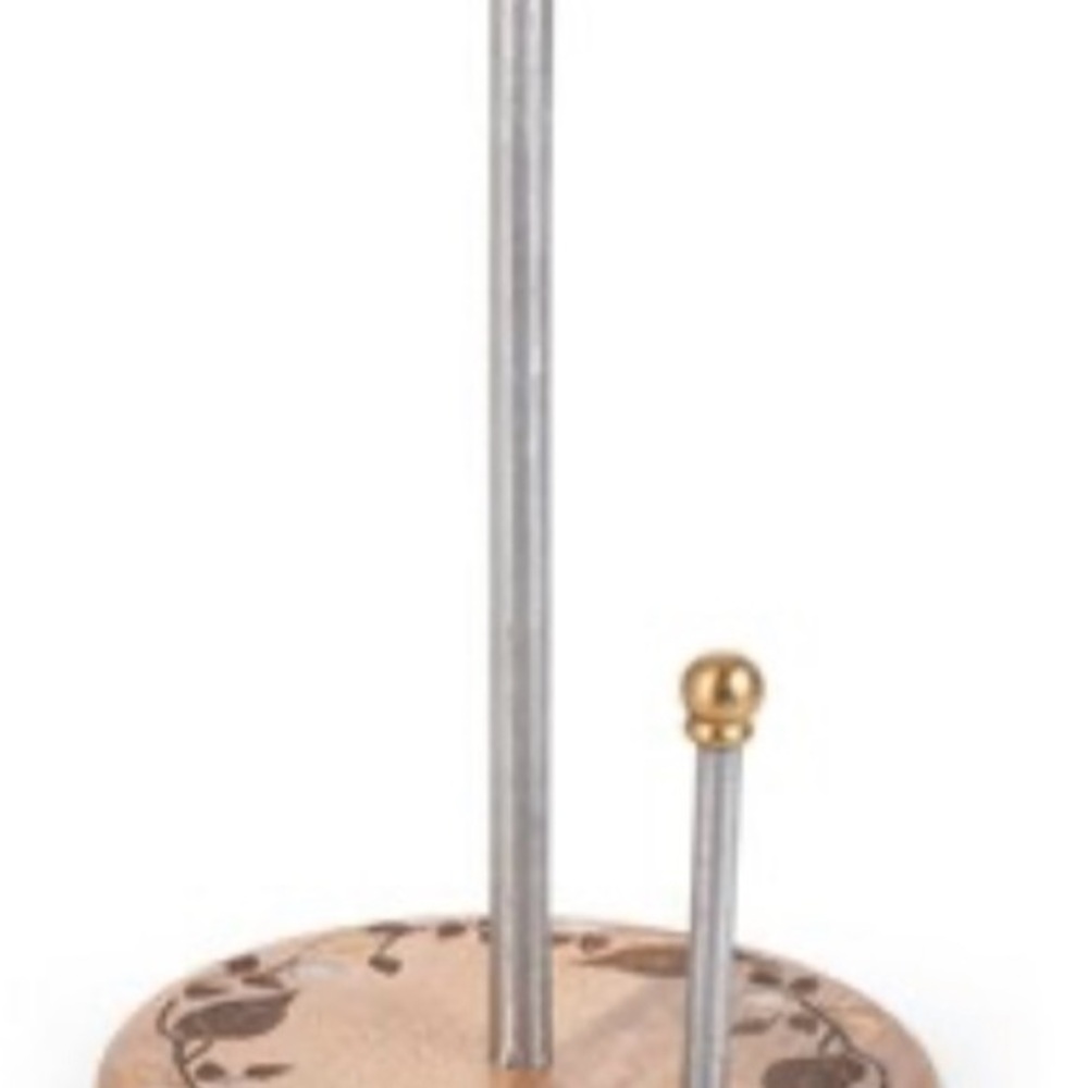 GG Collection Mango Wood Paper Towel Holder with Silver and Gold Inlays